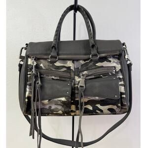Aimee Kestenberg Leather Camo Satchel Gray Crossbody Bag Excellent Condition